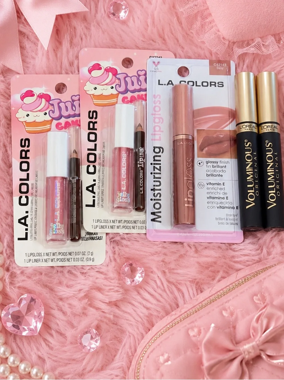 L.A. COLORS Pink Moisturizing Lipgloss & Lip Liner Bundle